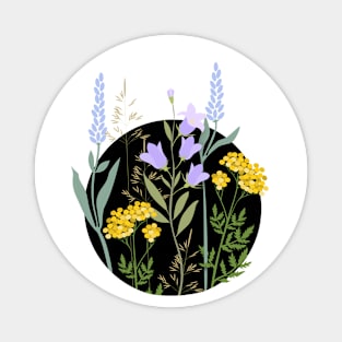 Wildflowers in a black circle Magnet